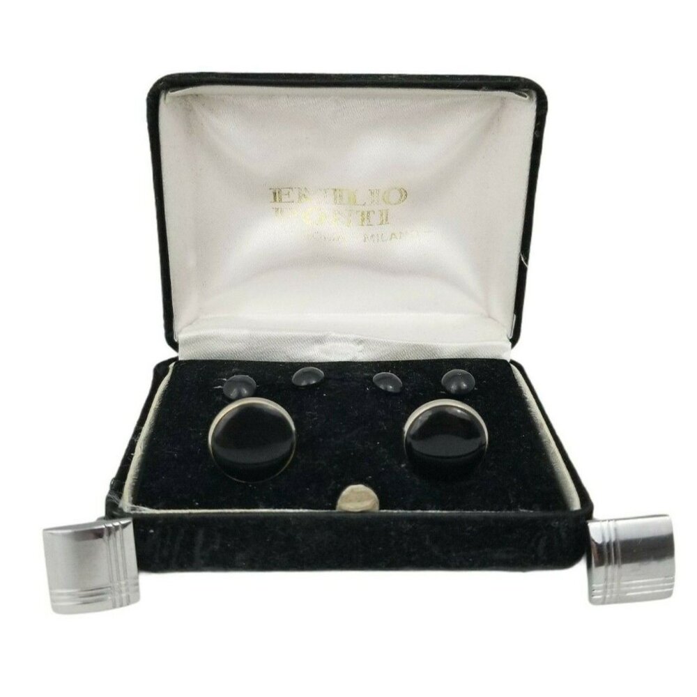 Emilio Ponti Roma Milano Cufflink Set w/Shirt Studs & 2‎ Extra Cufflinks